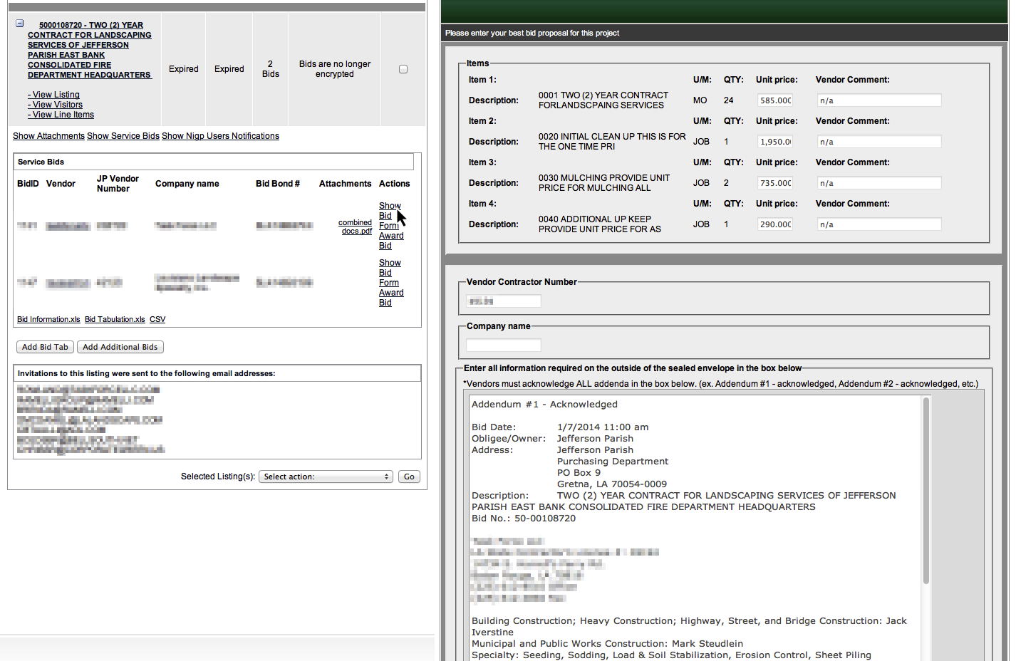 landscaping bids
